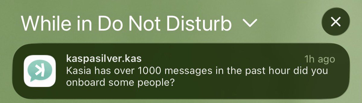 Over 1,000 messages in the past hour on <a href="/kasiamessaging/">Kasia</a> <a href="/KaChat_/">KaChat</a> <a href="/KasanovaWallet/">Kasanova — The Kaspa Wallet - 𐤊</a> 

Yes, $KAS is being utilized and miners are getting paid.

Excited to see what else we can build on $KAS.

Bullish on the future of #Kaspa.