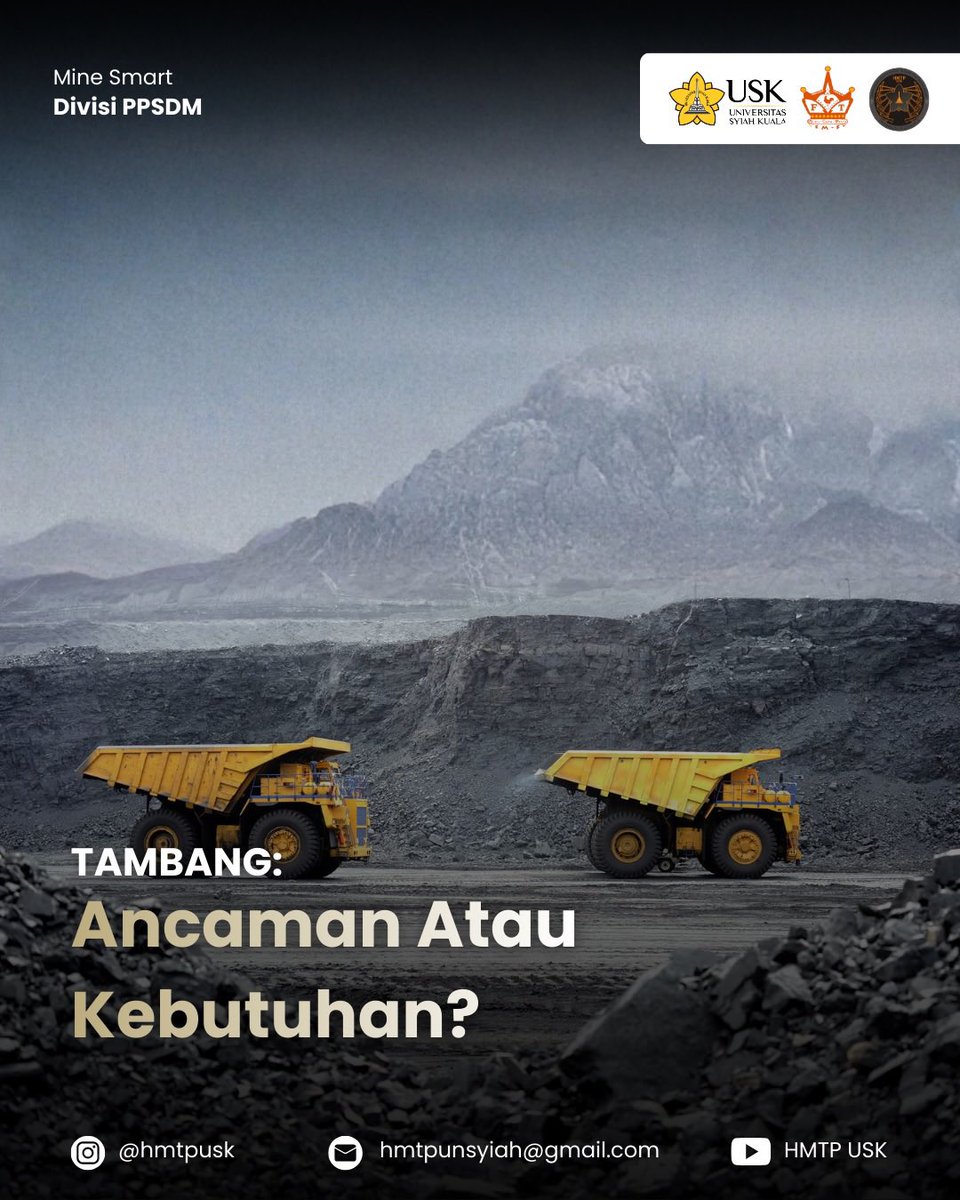 hmtpusk's tweet photo. Di balik setiap alat berat dan galian bumi, ada perdebatan panjang:
Tambang, ancaman atau kebutuhan?

Dengan pengelolaan yang tepat, pertambangan bukan hanya soal eksploitasi, tapi juga solusi bagi pembangunan dan masa depan.

#MineSmart #Pertambangan #TambangBerkelanjutan https://t.co/N5fS0GTR3W