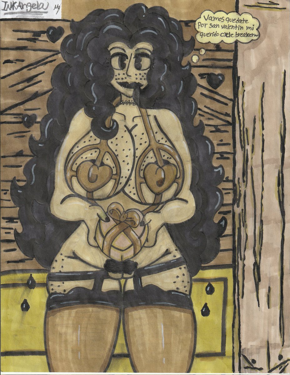 Happy Valentine's Day everyone! I hope you have a wonderful day :3 I hope you like today's drawing; it's my OC in ink ;D 
#ValentinesDay #rule34 #r34 #ocs #nsfwart #NSFW #OC