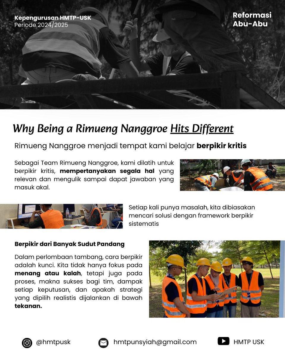 hmtpusk's tweet photo. Berisik itu bonus.
Yang utama: hasil.

Rimueung Nanggroe kembali membuktikan bahwa kerja panjang, latihan tanpa jeda, dan keyakinan yang dijaga pelan-pelan akan selalu menemukan jalannya ke puncak.
Bukan soal sering datang, tapi datang sebagai juara. https://t.co/h8Zr8SnIPI