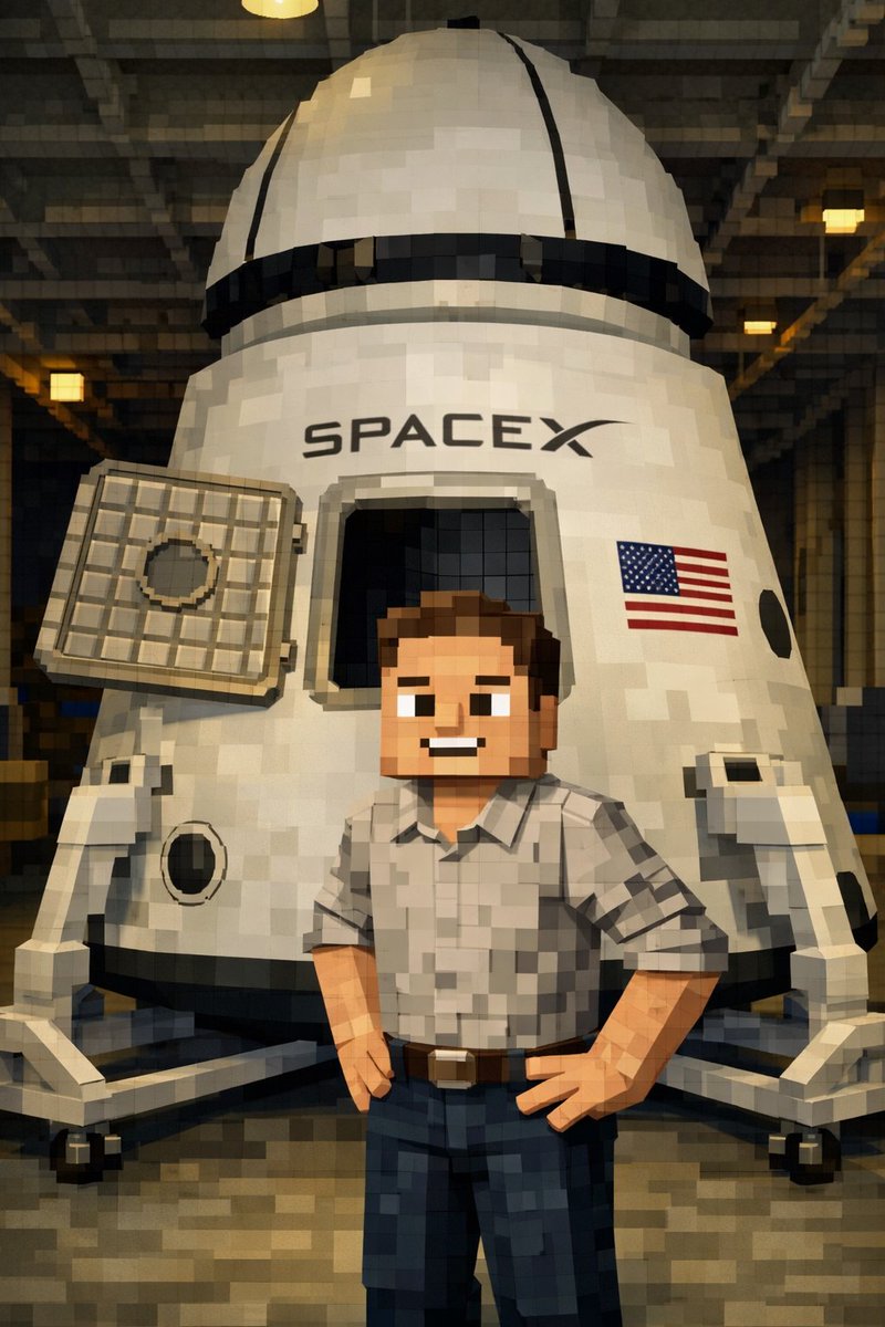 DeckoYT500's tweet photo. ๐ Built Beyond the Overworld! ๐งฑ๐
@elonmusk. 2008
What if space exploration started in Minecraft?
This block-by-block recreation shows a futuristic spacecraft.
#MinecraftBuild #SpaceInspired #CreativeMode #DeckoCraft #BlockEngineering #MinecraftCreators https://t.co/evVNZaYGVy