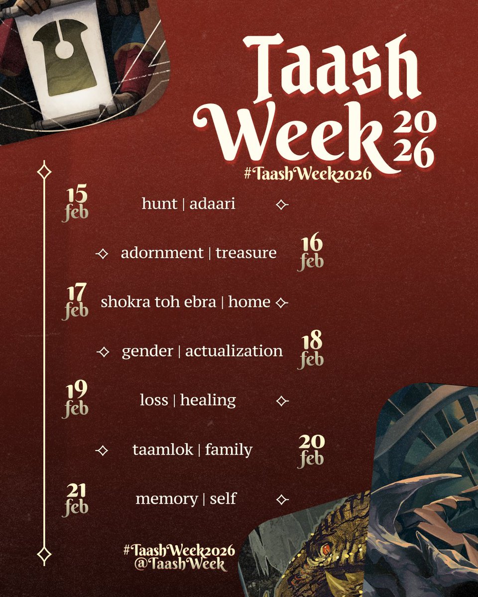 TaashWeek's tweet photo. ⟢ Taash Week starts tomorrow!!! ⟣

Taash Week is finally upon us and we can't wait to see everyone's creations! ❤

‼ Don't forget to tag your work as #TaashWeek, #TaashWeek2026 and/or tag the account when posting ‼ https://t.co/tm0tRH9bhK