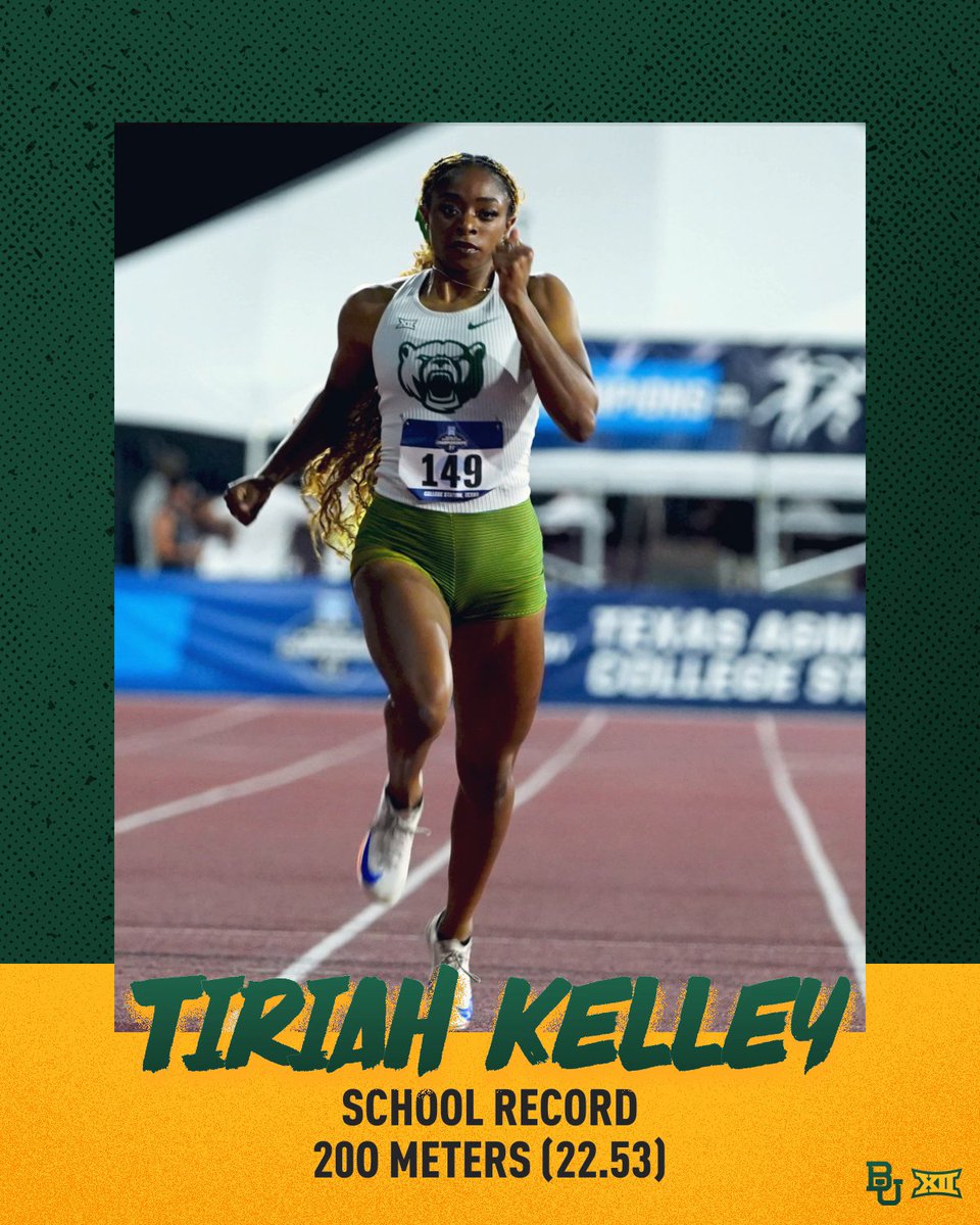 SHE'S THAT FAST

Senior sprinter Tiriah Kelley breaks her own school record in the 200 meters, placing first in the 200 meters with a time of 22.53 seconds at the Jarvis Scott Invite.

Even adjusted for altitude, time should rank No. 2 in the NCAA.

#SicEm