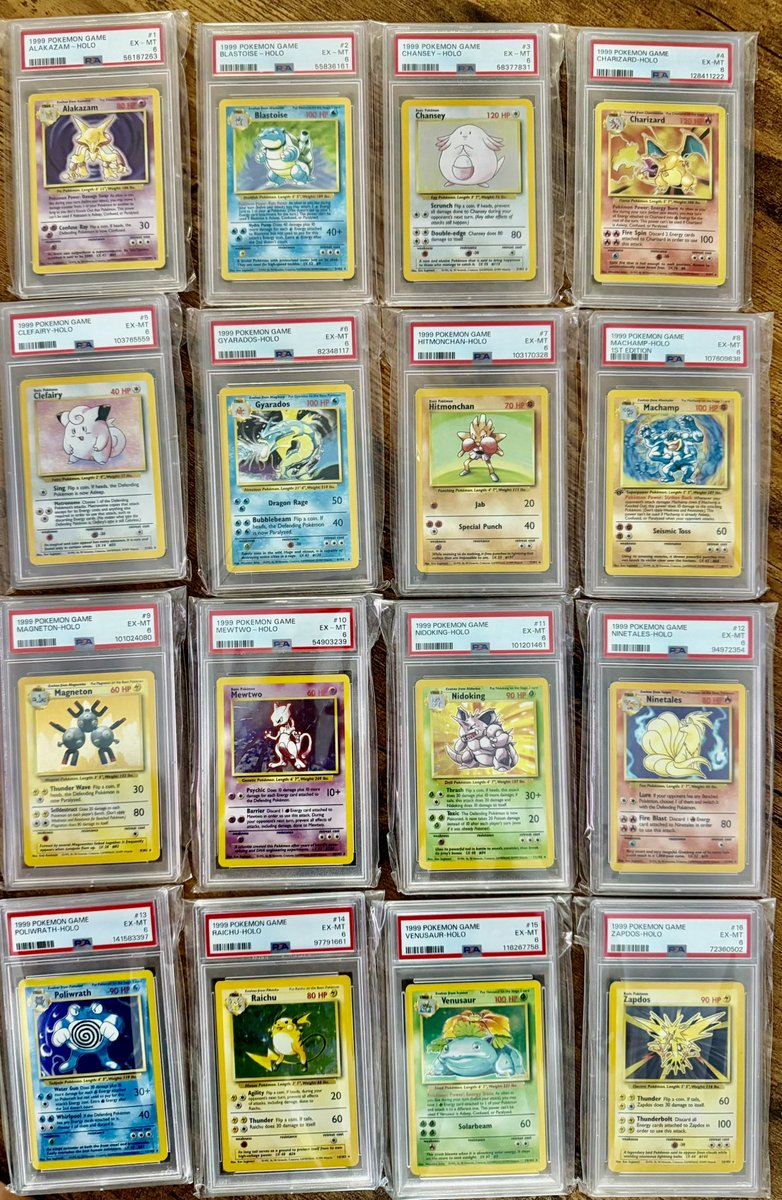 Base set complete! Now have all Holos from the Base, Jungle and Fossil sets in PSA 6s
