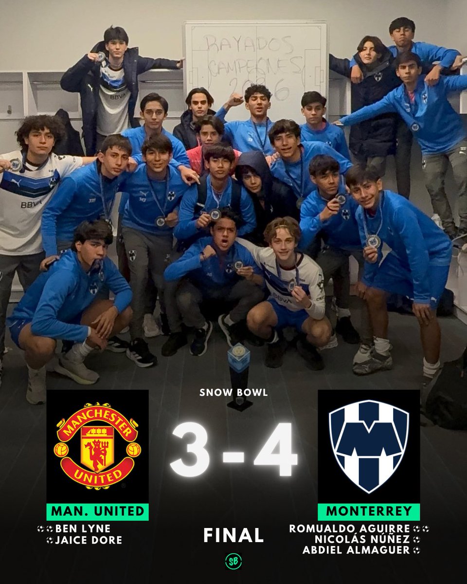 🏆 ¡MONTERREY CAMPEÓN DEL SNOW BOWL U15!

Ⓜ️ Los Rayados se coronaron en un torneo donde compitieron grandes academias como Borussia Dortmund, Benfica y ganando la final al Manchester United en un duelo que perdían 2-0 terminaron dando la vuelta 🔥 

Poder regio 👊🏼