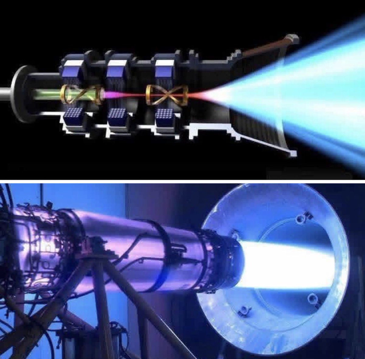 🛰️🇷🇺La Russie dévoile le moteur à plasma de Rosatom, un prototype qui accélère les particules jusqu'à 100 km/s, le moteur a été testé pendant jusqu'à 2 400 heures de fonctionnement.
Les voyages sur Mars prendraient 30 à 60 jours.
En théorie, il ne faudrait que 12 heures pour