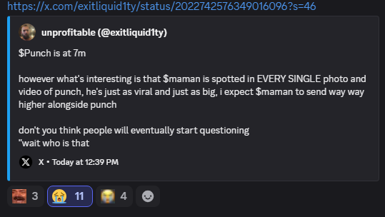 sobfarming's tweet image. nah @exitliquid1ty i wouldnt take this

11 sobs and a TLRS (total laughing reaction score) of 18 😭😭