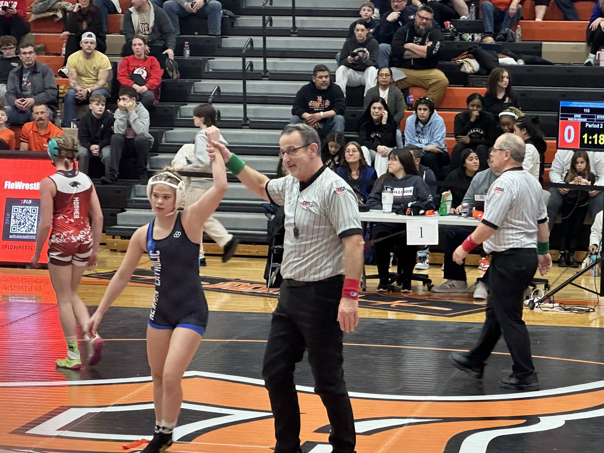 Newman’s 110 lber Blair Grennan is your IHSA Byron Sectional champ rolling into Bloomington with a full head of steam