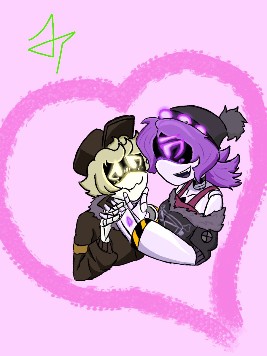 jake_pote_K's tweet photo. Taking advantage of the date and the challenge, I made this magnificent artwork of the cutest couple ever. I hope you like your work in my style, hehe. 

 #Nuzi #murderdrones #murderdronesFanart #NxUzi #enzi #MDswap #ValentinesDay https://t.co/tcf5FSbOYd