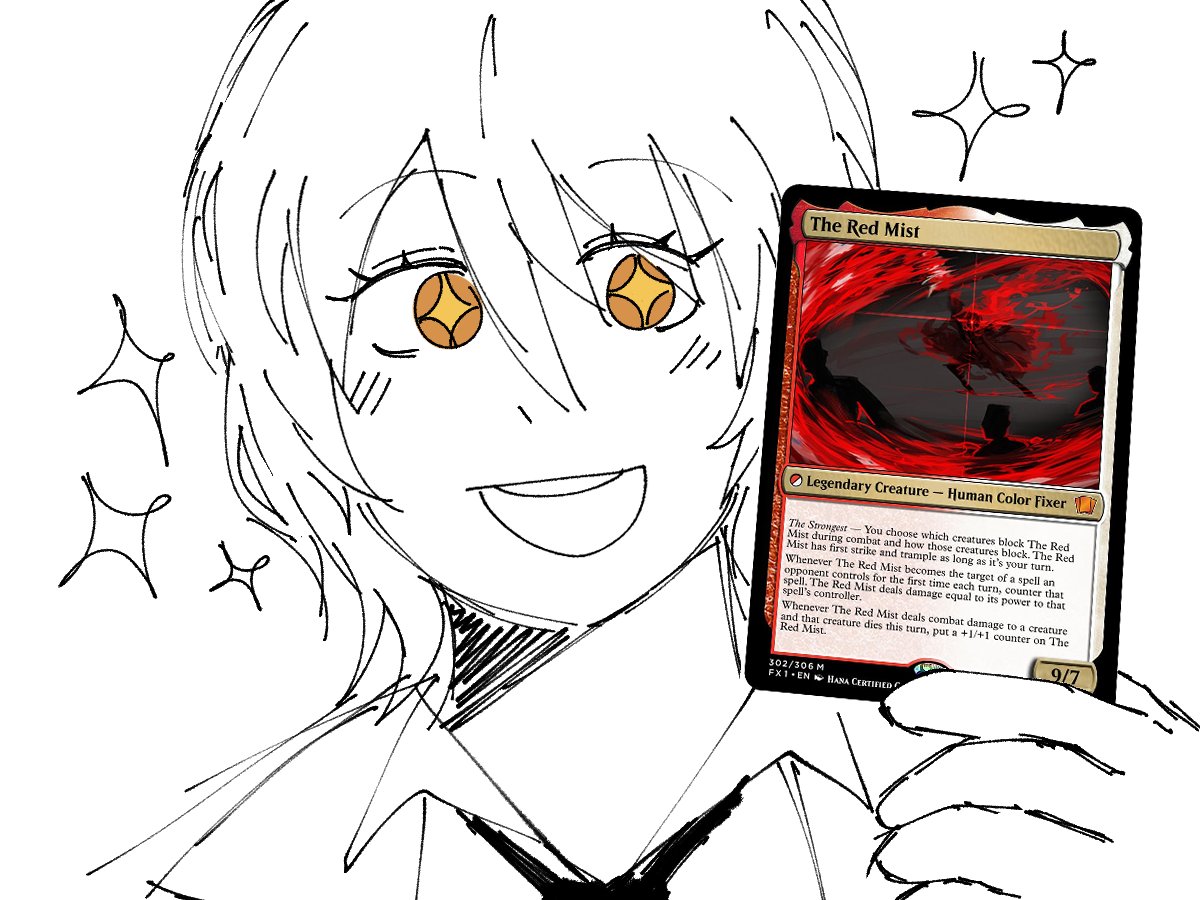 VALOROUSFIXER03's tweet photo. HARK!!!!!! I HAVE INDEED PULLED THE FABLED DOUBLE-SIDED RED MIST MYTHIC RARE (AS WELL AS TWO OTHER UNCOMMONS FOR MY COLLECTION) FROM MY MOST RECENT FTG PACK!!!!!!!!!! PRITHEE SPREAD THE WORD ALL HOPE IS NOT LOST THIS VALENTINE'S DAY โค๏ธโค๏ธโค๏ธ #FIXERTWT https://t.co/aylwTacQUG