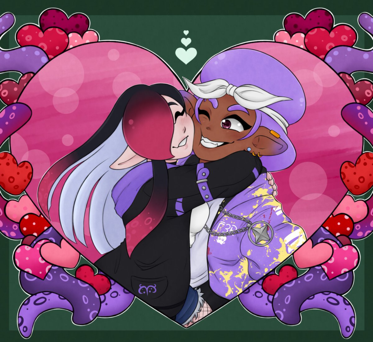 Oh right Happy Valentines Day. Have some Octo and Noir art :3