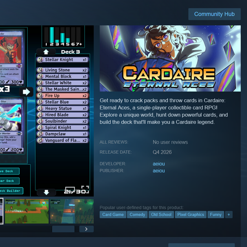 New Glasses
Same Task(es?)

Mulligan's look and Cardaire's Steam art have gotten a tune up. Looking sharp!

#indiegame #godot #cardgame #tcg #ccg