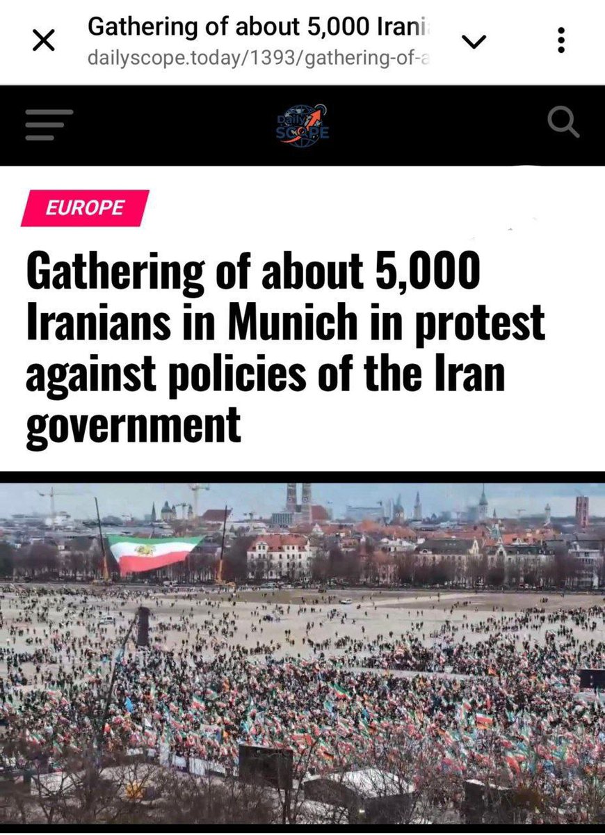 قیافه مردم ایران با حضور میلیونیشون توی ۲۲ بهمن امسال ، وقتی میگن جمعیتی بالای ۵ هزار نفر از ایرانیای ساکن خارج امروز برای کنفرانس امنیتی مونیخ اومده بودن : 😂🙌
اینم از  #سیرک_مونیخ 🤦🏻‍♂️
