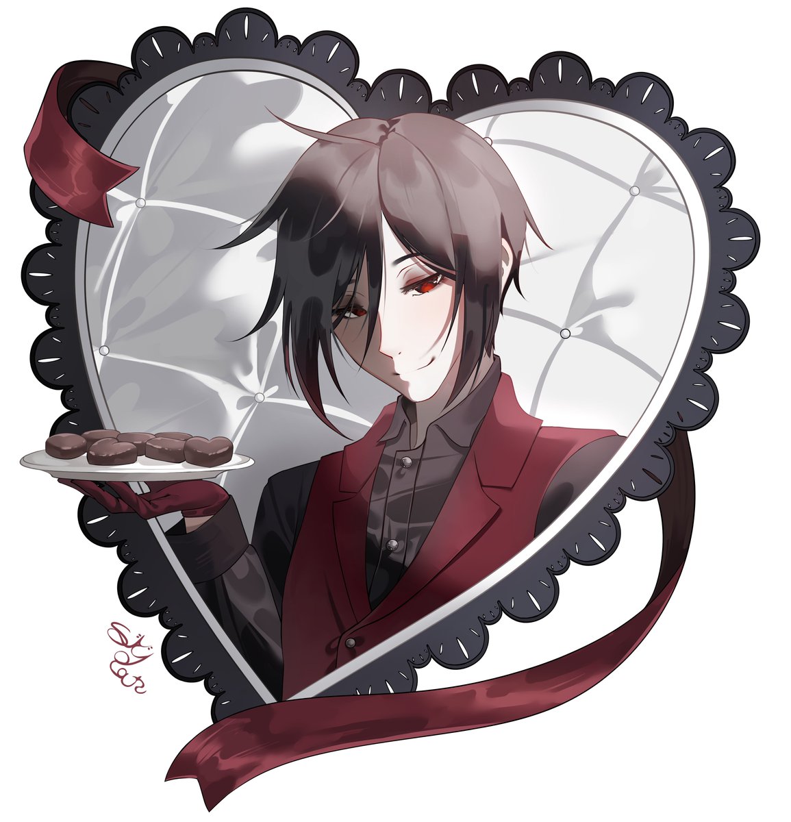 Last minute valentine artwork /ᐠ > ˕ <マ ₊˚⊹♡ #blackbutler #sebastianmichaelis #fanart #kuroshitsuji