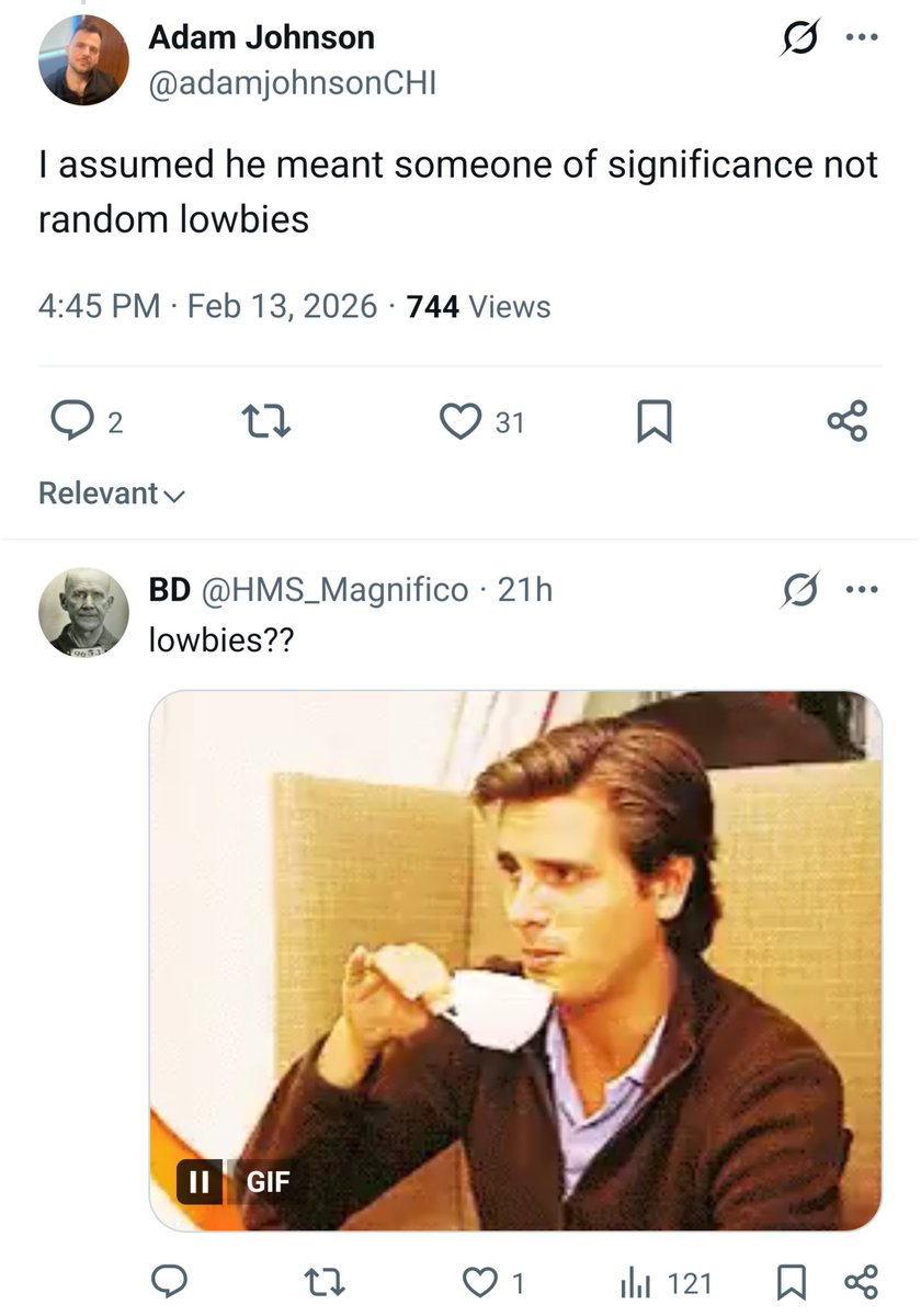 AntyalT's tweet photo. This is "Leftist" journalist Adam Johnson punching down at the "lowbies" that follow him, subscribe, read, and generally pay his bills and "elevate" him “in his own mind” to his "high" (apparently douchebag) status.

Adam, gtf over yourself. https://t.co/pBmGPAaUOM