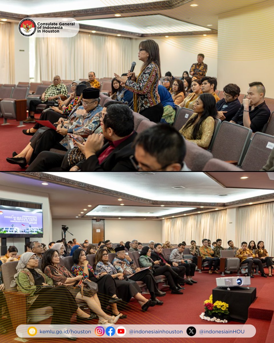 The Ambassador of the Republic of Indonesia to the United States, engaged in insightful discussions on energy downstreaming during the "Discussion on Critical Energy and Mineral Sector" with esteemed diaspora experts in Houston.

#IniDiplomasi #RintisKemajuan #IndonesianWay