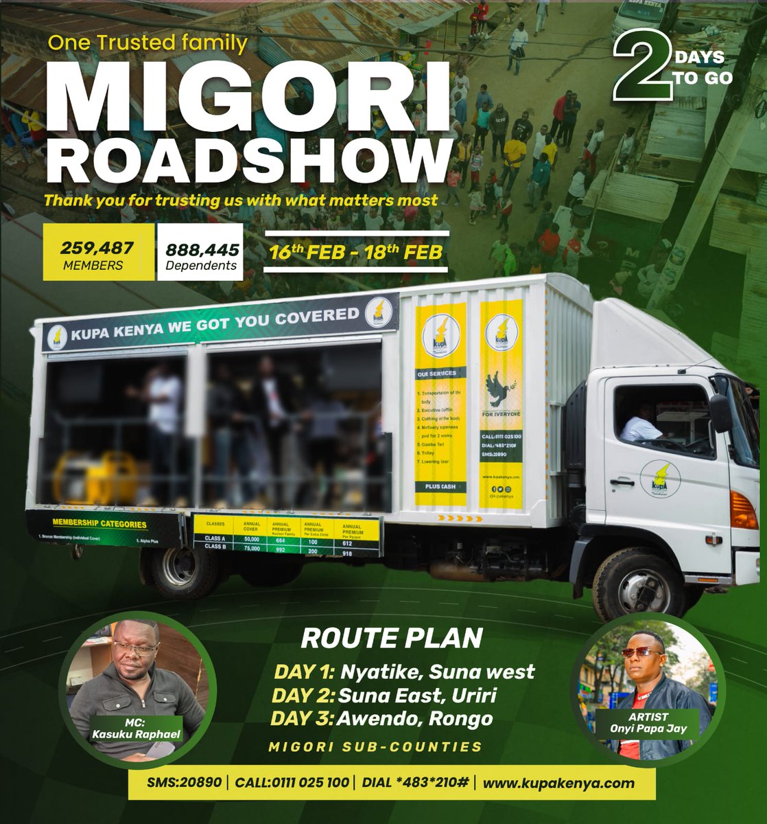 📷 MIGORI, ARE YOU READY? 📷
This is not just a roadshow… something bigger is coming to Migori County soon. 📷
When you see the KUPA truck, STOP. JOIN. BELONG.
📷 Meet and speak with Kasuku Raphael LIVE
📷 Live performance by Onyi Papa Jay
📷 Free giveaways as we say thank you