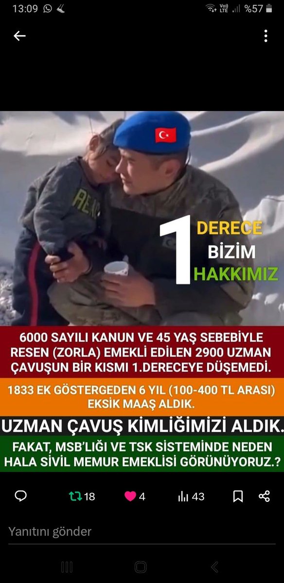 <a href="/TamerAc212211/">Tamer Aşcı</a> <a href="/ibrahim_0634/">İbrahim Akduman (1)</a> <a href="/slamGKSAL127401/">GÖKSAL</a> <a href="/Albayrak718007/">Albayrak</a> <a href="/akcaa158/">Ali -A-K-C-A-</a> <a href="/MuratNR3/">Murat ÖNÜR</a> <a href="/RTErdogan/">Recep Tayyip Erdoğan</a> <a href="/MHP_Bilgi/">MHP</a> <a href="/MhpTbmmGrubu/">MHP TBMM Grubu #MHP</a> <a href="/dbdevletbahceli/">Devlet Bahçeli</a> <a href="/yasaryldrmMHP/">Yaşar Yıldırım</a> <a href="/buyukataman/">İsmet Büyükataman</a> <a href="/erkanakcay45/">Erkan Akçay</a> <a href="/E_SemihYalcin/">E. Semih Yalçın</a> <a href="/sadirdurmaz/">Sadir Durmaz 🇹🇷</a> <a href="/UlviYonter/">Dr.İzzet Ulvi YÖNTER</a> <a href="/ismailozdemirrr/">İsmail ÖZDEMİR 🇹🇷</a> <a href="/muharremvarli01/">Muharrem VARLI</a> <a href="/AyseSibelErsoy/">Ayşe Sibel Ersoy🇹🇷</a> <a href="/MehmetTaytakMHP/">Mehmet Taytak</a> <a href="/MevltKarakaya25/">Mevlüt Karakaya</a> <a href="/TEMUD_2024/">Türkiye Emekli Uzman Erbaşlar Derneği (TEMUD)</a> <a href="/alitilkici38/">Ali Tilkici 🇹🇷</a> <a href="/01Akkayali/">ALİ AKSOY</a> <a href="/55erhanusta/">Dr. Erhan Usta</a> <a href="/ahmetyarici31/">Ahmet YARICI</a> <a href="/alimahir/">Ali Mahir Başarır</a> <a href="/av_gundogan/">Av. Ali Erdem GÜNDOĞAN</a> <a href="/bbpgenelmerkez/">BÜYÜK BİRLİK PARTİSİ</a> <a href="/burhanduran/">Burhanettin Duran</a> <a href="/cemacikgozz/">Cem Açıkgöz</a> <a href="/cemkucuk55/">Cem Küçük</a> <a href="/tcsavunma/">T.C. Millî Savunma Bakanlığı</a> <a href="/tcbestepe/">T.C. Cumhurbaşkanlığı</a> <a href="/TC_icisleri/">T.C. İçişleri Bakanlığı</a> <a href="/_cevdetyilmaz/">Cevdet Yılmaz</a> <a href="/TBMMGenelKurulu/">TBMM Genel Kurulu</a> <a href="/Akparti/">AK Parti</a> <a href="/nacibostanci/">M. Naci Bostancı</a> <a href="/akbasogluemin/">Av. M.Emin AKBAŞOĞLU 🇹🇷</a> <a href="/AliYerlikaya/">Ali Yerlikaya</a> <a href="/mustafaelitas/">Mustafa Elitaş</a> <a href="/memetsimsek/">Mehmet Simsek</a> 2016 yılında 6656 sayılı kanunla lise dengi okul mezunu astsubaylara 3600 EK gösterge verebilmek için 1'derece iyileştirmesi yapıldı
Üzerine 2022 yılında 1 kademe verdiniz
45 yaş nedeniyle hak kayıpları yaşatarak zorla emekli edilen #UzmanÇavuş'lara #BirDerece'yi çokmu  gördünüz?