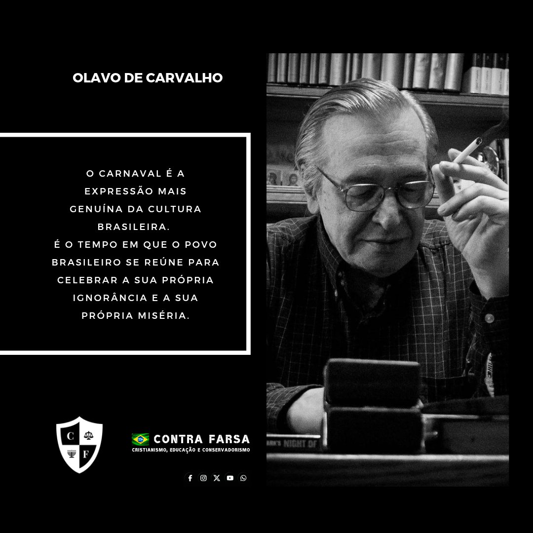 ContraFarsaBr's tweet photo. O professor Olavo de Carvalho foi um dos maiores representantes intelectuais do Brasil. 

Foi um homem prodígio e detentor de uma mente brilhante, no qual, o destacou entre muitos na era contemporânea.

#olavodecarvalho #carnaval #miseria #ignorancia #ContraFarsa https://t.co/tnJnj5tjda