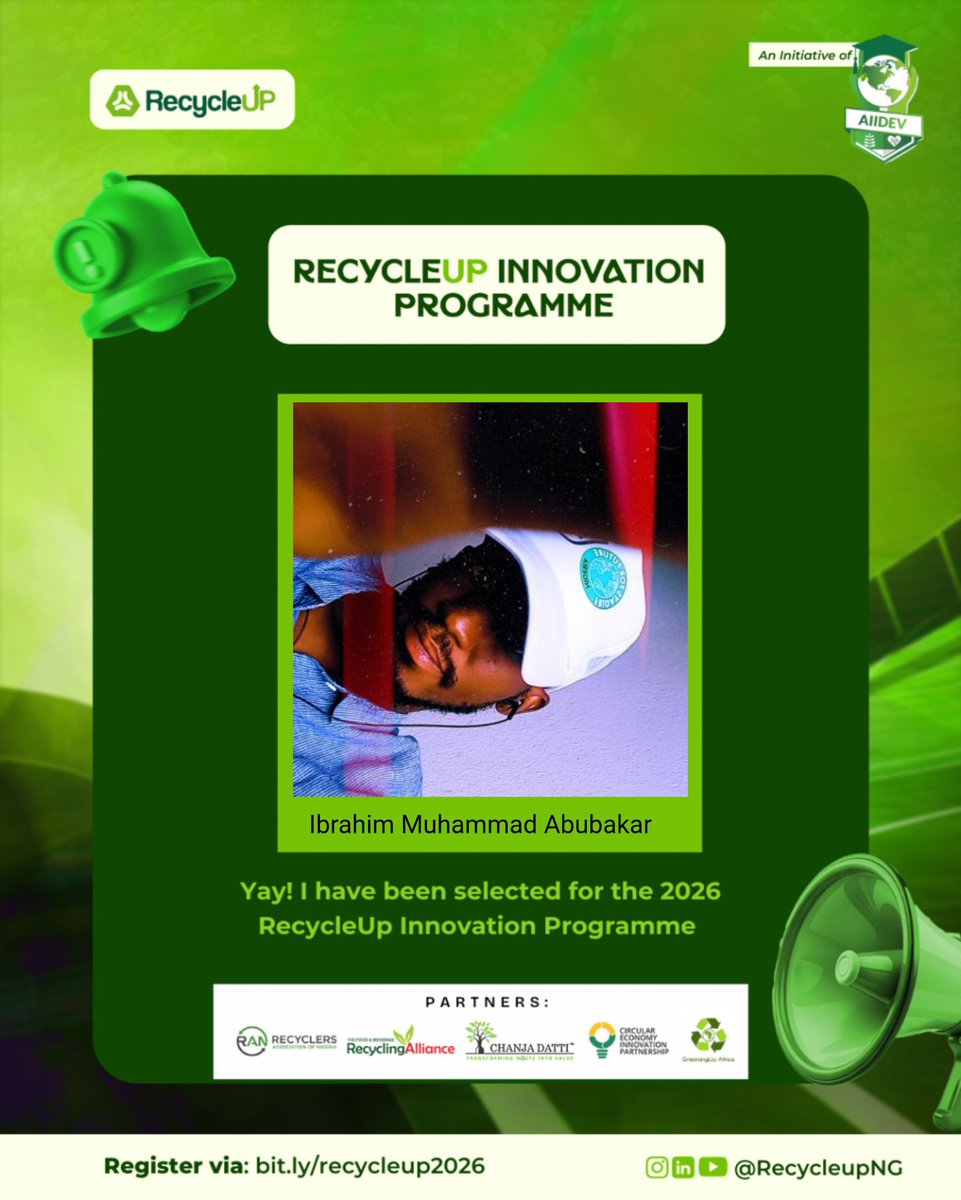 I am pleased to share that I have been selected as a Changemaker in the RecycleUp Innovation Programme by #AIIDEV <a href="/aiidevafrica/">Advance Initiative for Innovation and Development</a>