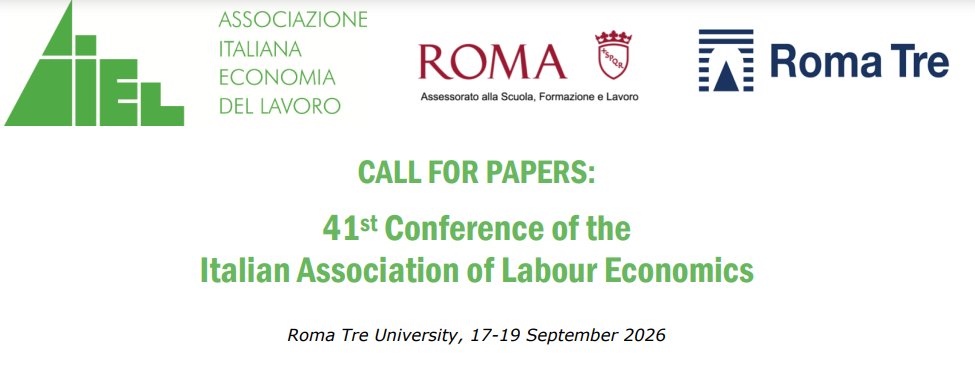 The Italian Association of Labour Economics (AIEL), together with the Department of Political Sciences and the Department of Law at Roma Tre University, invites submissions for its 41st annual conference. The event will bring together researchers to discuss current issues in