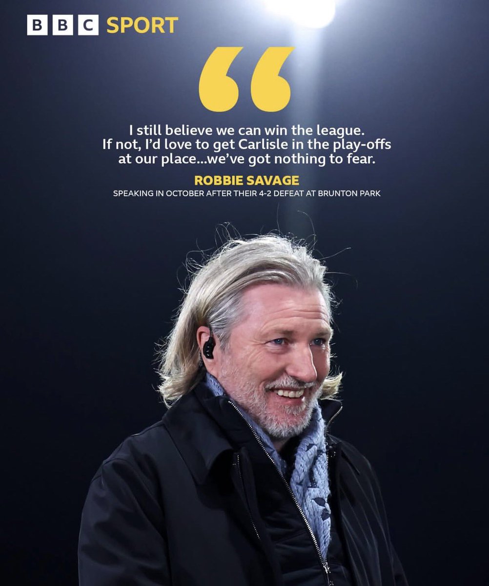 A team that dicked you 7-3 this season?

That’s like #cufc fans wanting York 🤣 
<a href="/RobbieSavage8/">Robbie Savage</a>