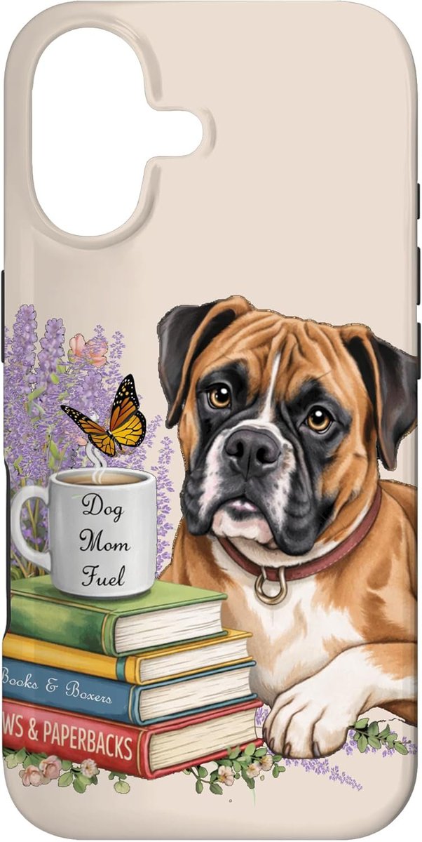 TammyDevoll's tweet photo. Amazon Prime: This Boxer "Dog Mom Fuel" phone case has butterflies, books, coffee vibes, and the sweetest pup face. Available on Amazon Prime Case for iPhone 17. Other case styles are still available. #BoxerMom #DogMom #boxer Lifehttps://a.co/d/07AghSQv #Amazon via @Amazon https://t.co/4YOOYuFMwK