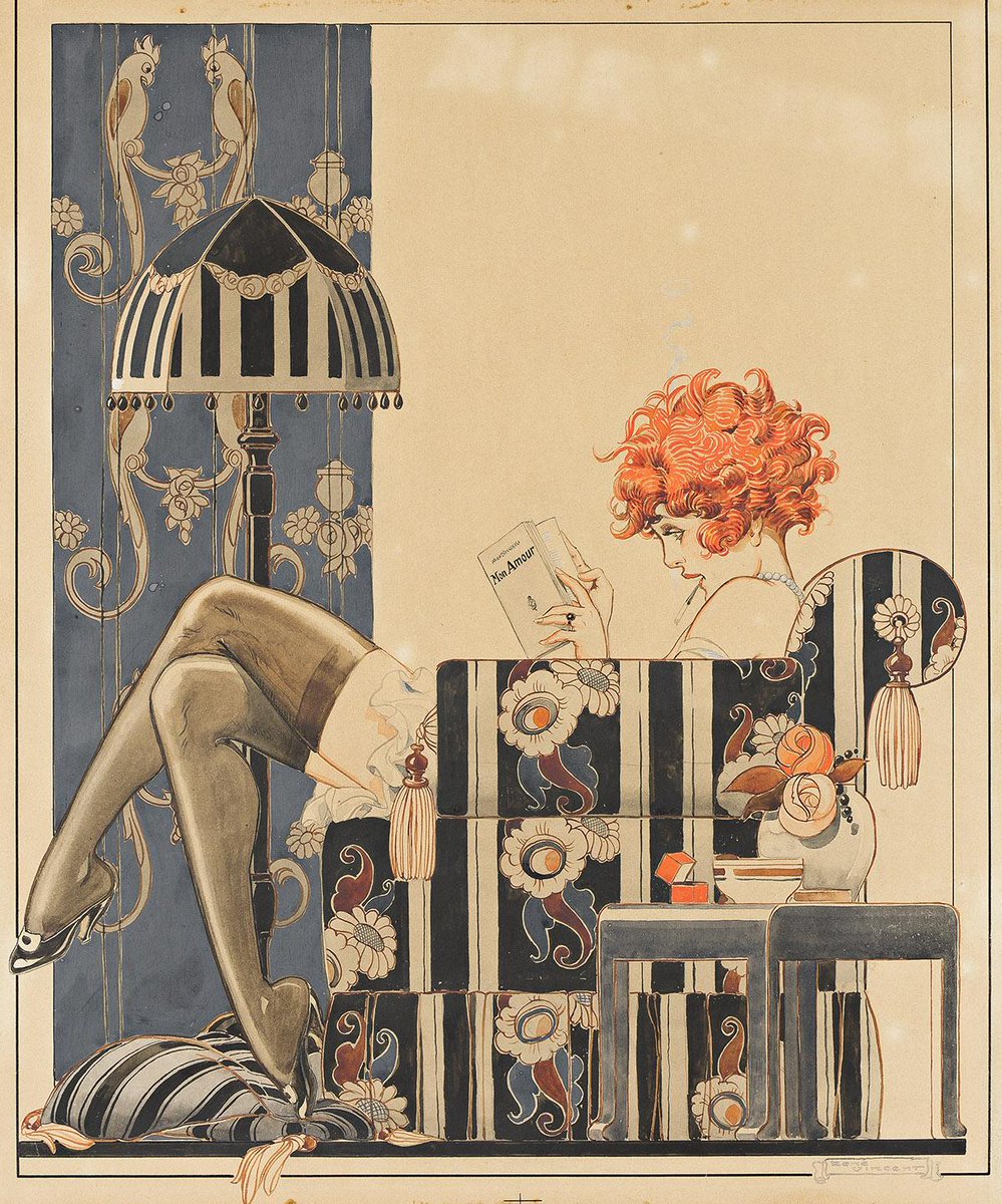 pantomathwar's tweet photo. Rene Vincent,"  Mon Amour." Magazine cover illustration for La Vie Parisienne, November 20, 1920 https://t.co/j718Zl9aU1