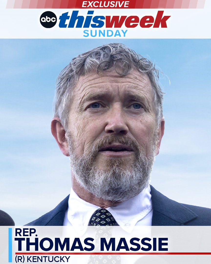 ThisWeekABC's tweet image. SUNDAY EXCLUSIVE: Following a fiery exchange with Attorney General Pam Bondi, @RepThomasMassie speaks with @MarthaRaddatz about the widening fallout from the DOJ’s release of Jeffrey Epstein documents.  @ThisWeekABC
bit.ly/3Oqepay