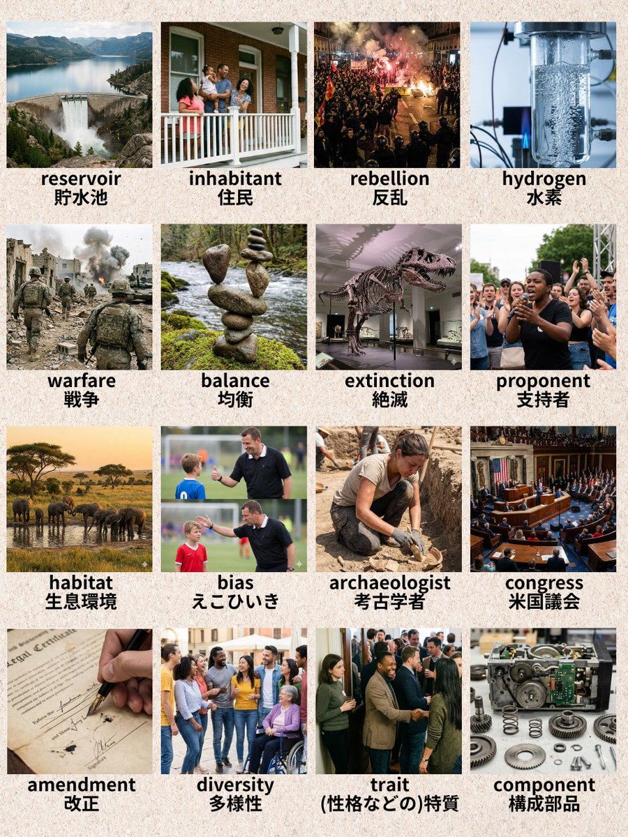 英検準1級のmustで覚えたい『基本名詞16選』。準1級目指す人は14語以上、1級目指す人は100%完璧に覚えよう。知らない単語があればブクマして見直して。