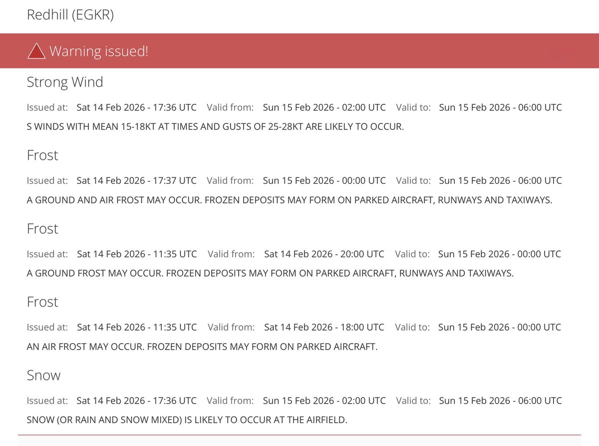 ⚠️ Strong wind, frost and snow warnings issued for the early hours of Sunday morning. Minimum air temperature -3C. 💨 🧊❄️