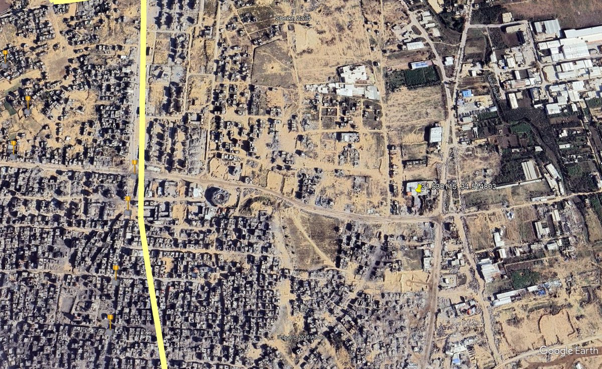 Location of the strike in relation to the yellow line:

For clarity, the militants were eliminated over 1 kilometer beyond the official yellow line, inside the Israeli controlled areas.
