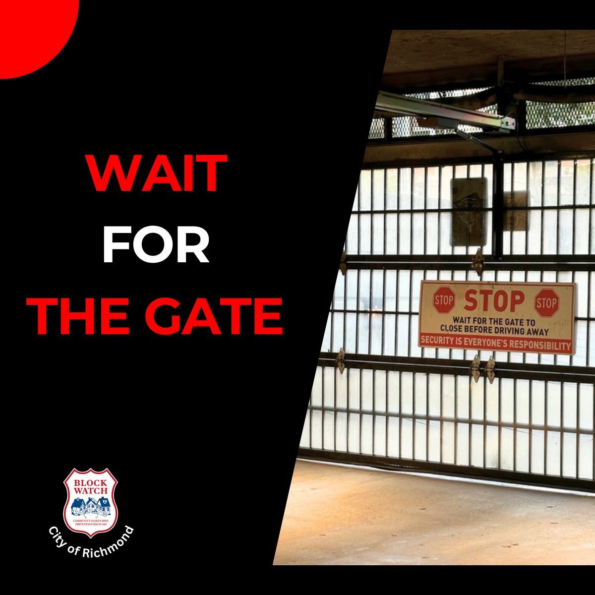 RmdBlockWatch's tweet image. Always wait for the gate to close behind you before driving off. This precaution helps prevent potential thieves from gaining access to the parking facility.