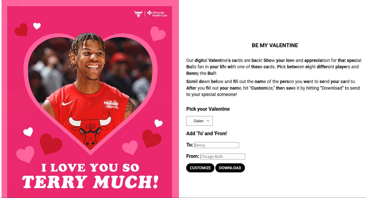 if i sent a bulls fan a dalen terry valentine's card i think they'd kill me