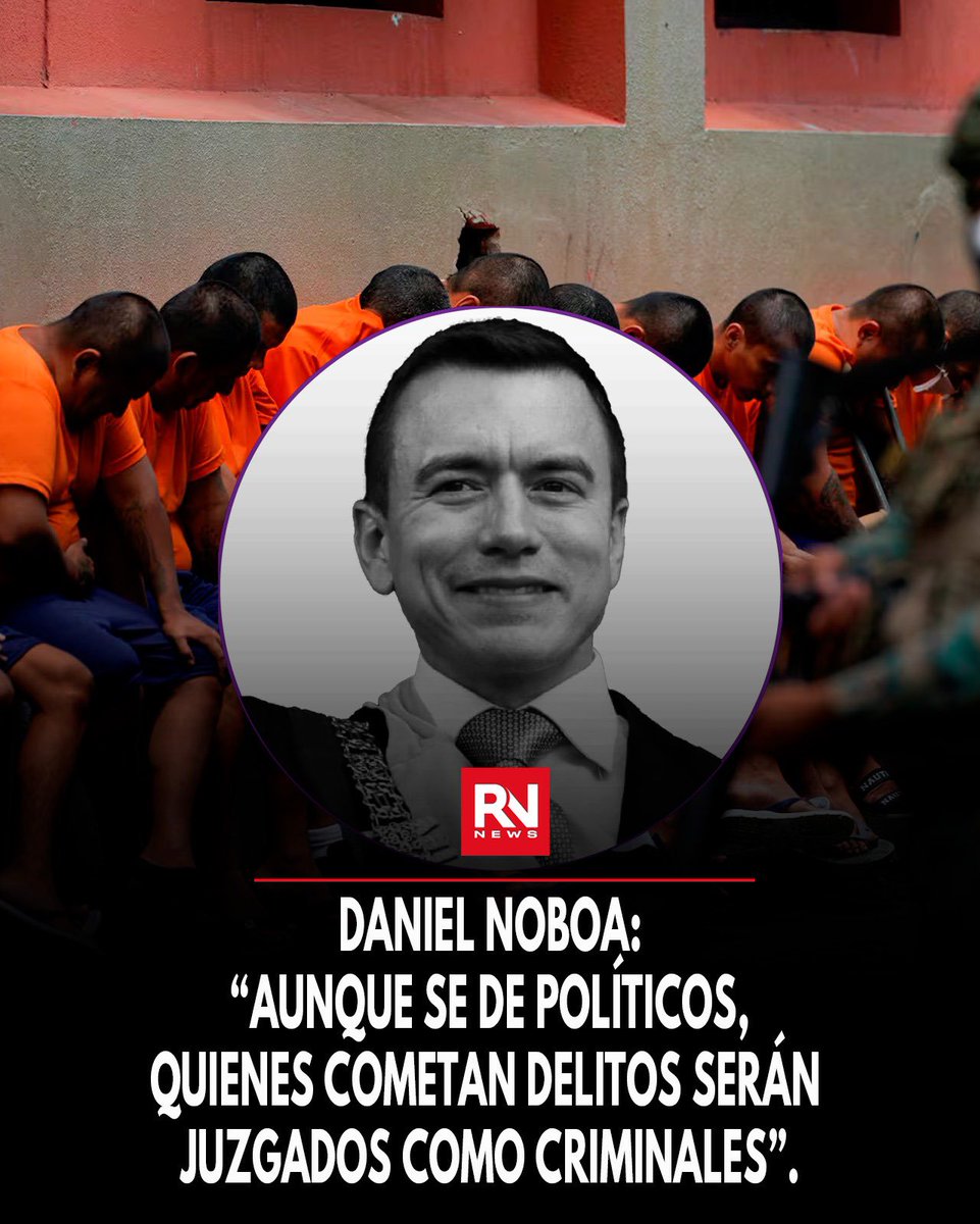 🔴 #Urgente El presidente de Ecuador, Daniel Noboa, lanzó una fuerte advertencia contra estructuras criminales que intentan infiltrarse en la política.

“Aunque se disfracen de políticos, quienes cometan delitos serán juzgados como criminales”.