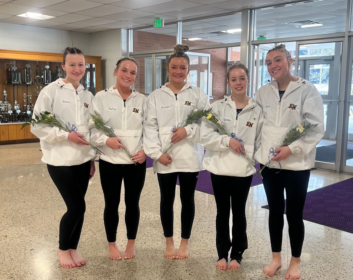 EN lady gymnasts fifth at the Angola invite.
Kylie Walz 8th on Beam, 10th All Around, 
Aubrey Helmkamp 3rd on  floor
