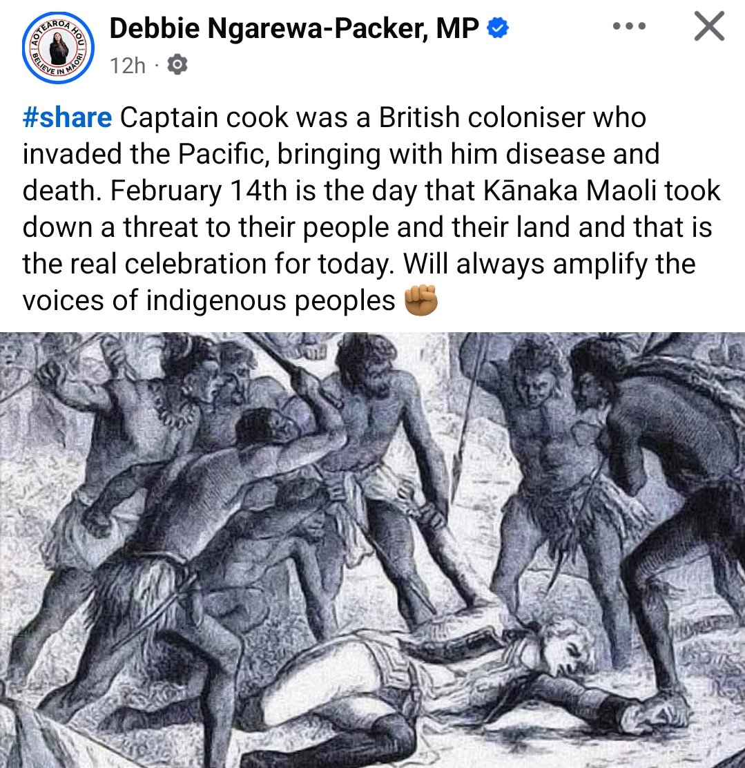Taxpayer-funded politician glorifies the killing of Captain Cook.