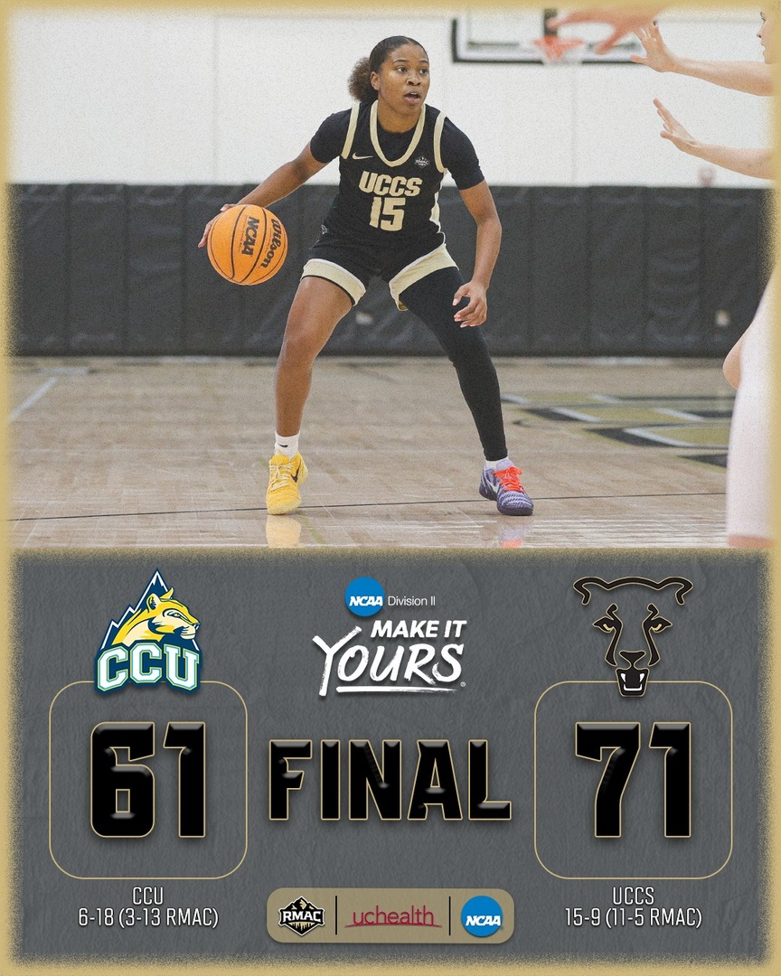 UCCSWBB's tweet photo. FINAL | UCCS 7๏ธโฃ1๏ธโฃ, CCU 6๏ธโฃ1๏ธโฃ
๐ Moore Allen: 12 Points, 4 Steals, 4 Rebounds
๐ Stewart: 11 Points, 2 Blocks, 3 Rebounds
๐ Robinson: 17 Points, 3 Rebounds, 2 Steals
๐
UCCS will play at Colorado School of Mines on Feb. 19 at 5:30 p.m.
#GoMountainLions #RMACwbb https://t.co/U8jKpXgnp3