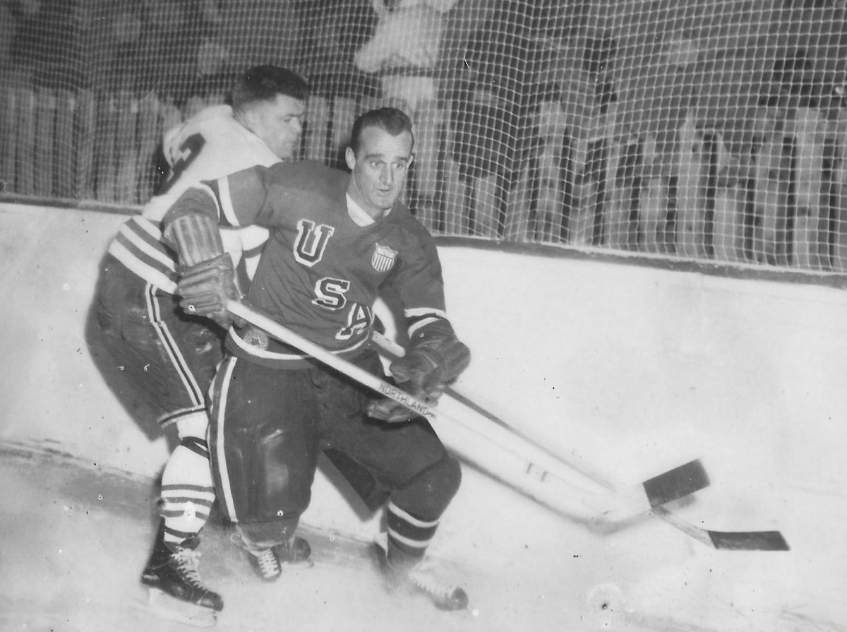 GLeeChristian's tweet photo. Here’s some action some action shots of my dad Gordon playing in the 1956 Olympics in Cortina. It will be fun to see where he played when we visit Cortina next week. @usahockey @milanocortina26 @NBCOlympics @WHockeytownUSA https://t.co/zk2X1DPdbm