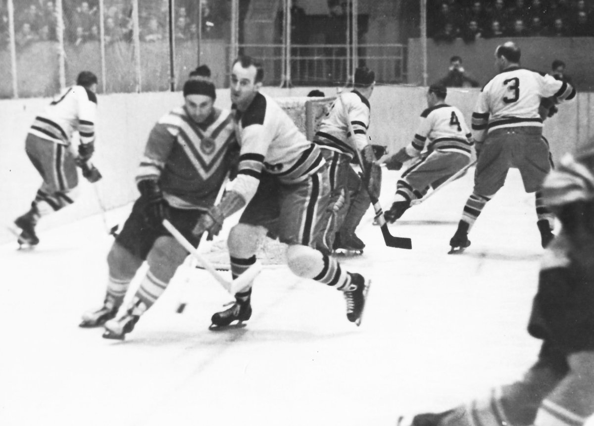 GLeeChristian's tweet photo. Here’s some action some action shots of my dad Gordon playing in the 1956 Olympics in Cortina. It will be fun to see where he played when we visit Cortina next week. @usahockey @milanocortina26 @NBCOlympics @WHockeytownUSA https://t.co/zk2X1DPdbm