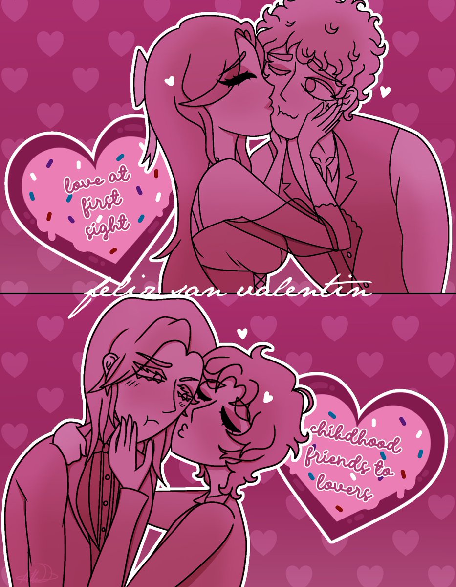 Feliz San Valentín de parte de Rose, Lucas, Damien y Jean, las dos parejas principales de mi saga de libros 💖