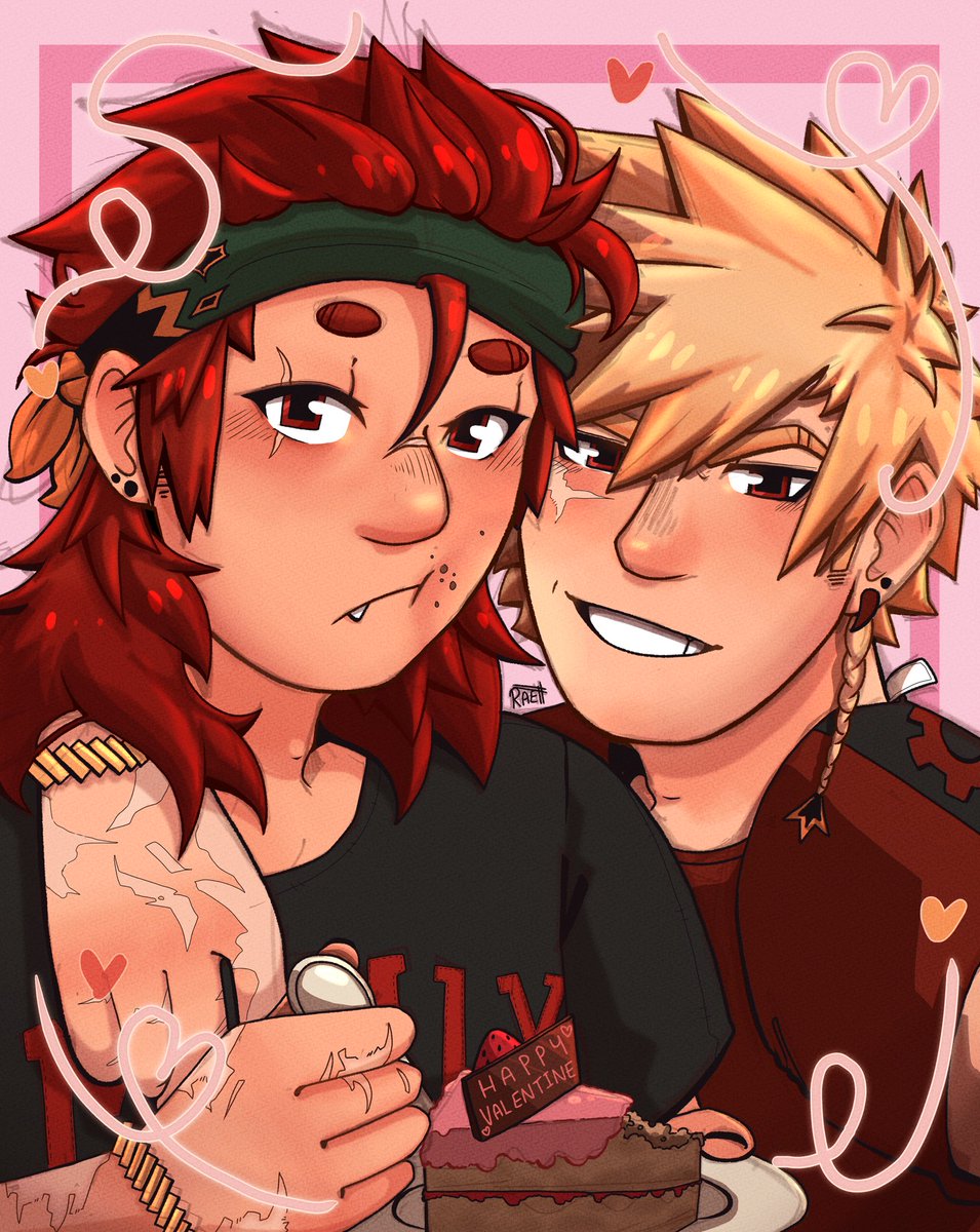 Ngl I liked the sketch more but hey ho happy valentines!!  ♥️🧡 
#krbk #kiribaku #mha