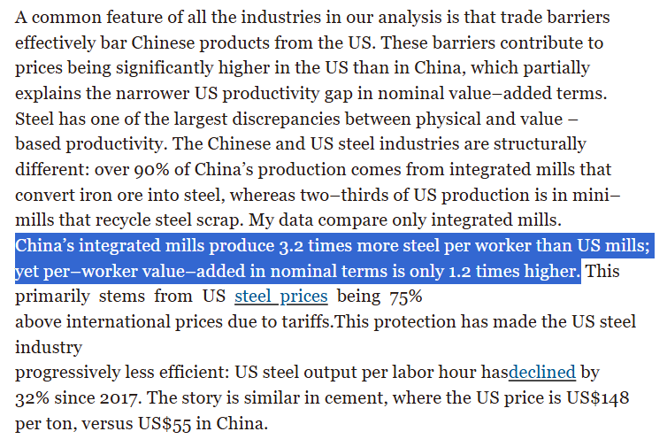 Somebody find Paul Cockshott and ask him to explain Chinese steel productivity and why their wages are 1/5 that of Americans despite being 3x faster