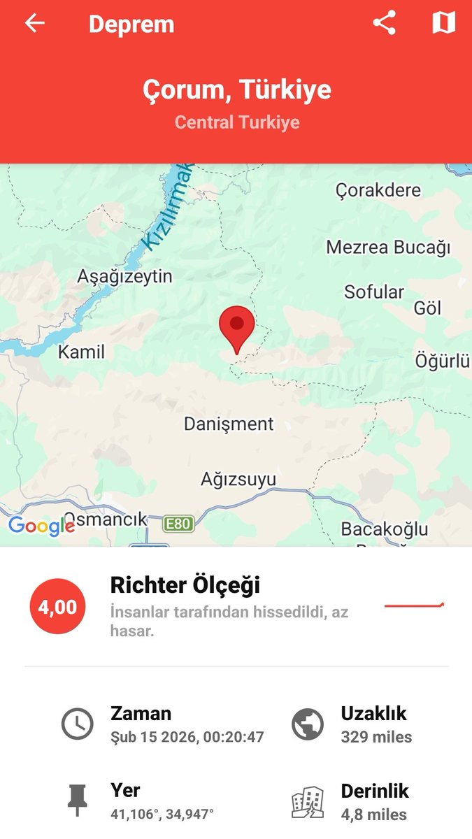 nurozlfb's tweet photo. #Sallandik Samsunda 4.1 siddetinde olan #depem ılgaz ve Merzifondan hissedilmiş.
Ayrica Çorum 4.0 deprem bildirimi geldi .Gecmis olsun🙏 https://t.co/BLy5hQiq15