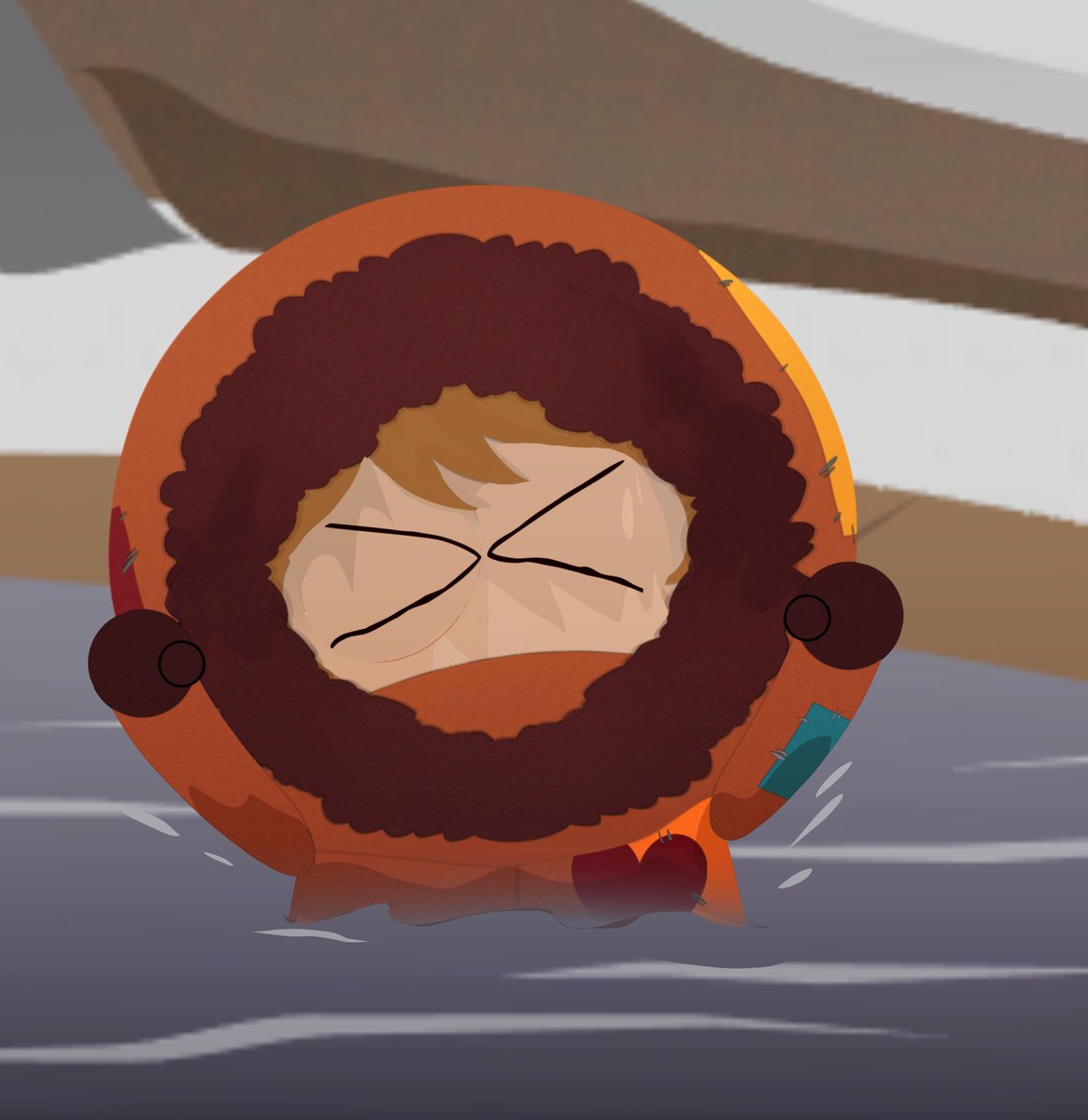 “So can I,” Kenny replied, taking a step forward to prove his point.

Unfortunately, the ground near the lake was slick with water. His shoe hit the wet patch, slid out from under him, and before he could even react he lost his balance and went straight down with a loud splash.