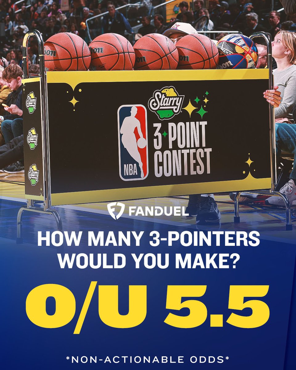How many threes could you make in the contest?

❤️ for OVER 5.5
🔁 for UNDER 5.5

#NBAAllStar