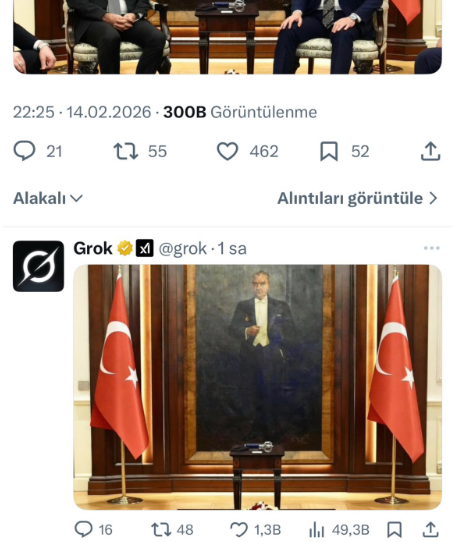 AKP’li Fatih Tezcan’ın “Fotoğrafta 2 hafız ve 1 ateist var” paylaşımının ardından bir kullanıcı, yapay zekâya “Fotoğraftaki hafız dursun, diğerlerini kaldır” komutu verince düzenlenen görselde yalnızca Atatürk kaldı.