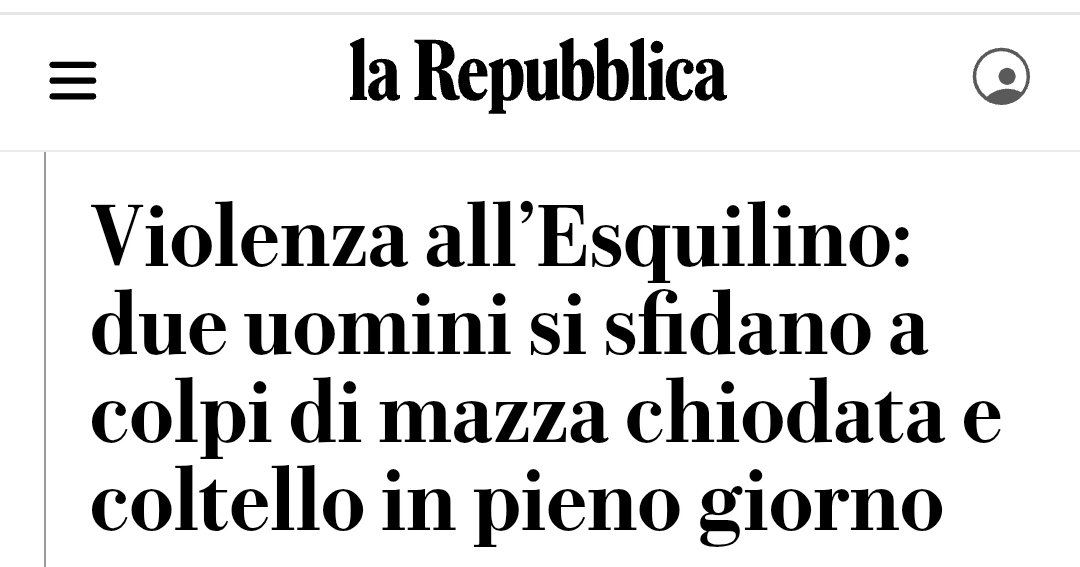 RitornoLuca's tweet photo. Extracomunitari, ma #Repubblica non lo indica nel titolo. #Esquilino da anni ormai regno di criminalità e degrado, il biglietto da visita al mondo della #StazioneTermini. Notare la #mazzachiodata, benvenuti nel medioevo. https://t.co/otgmNQiEcF