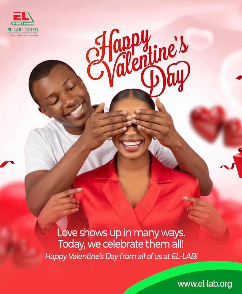 Ellab_ng's tweet image. Love responsibly. Love confidently. Happy Valentine’s Day from EL-LAB

Call: 08127393115 or DM us for more enquiries!

Visit our website: el-lab.org to book a test.

#PreMaritalTests #HealthyLove #ELLABCares