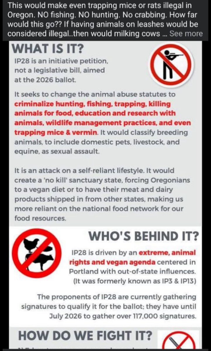 pnwguerrilla's tweet image. Apparently Oregon is trying to make hunting, fishing, and trapping illegal? 

So far as making trapping mice and rats in your own home illegal all the way to having your own livestock.

The Government really wants to make you as un-self reliant as possible. 

This would also kill…
